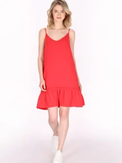 MyMo Damen Kleid in rot - Länge: mittel