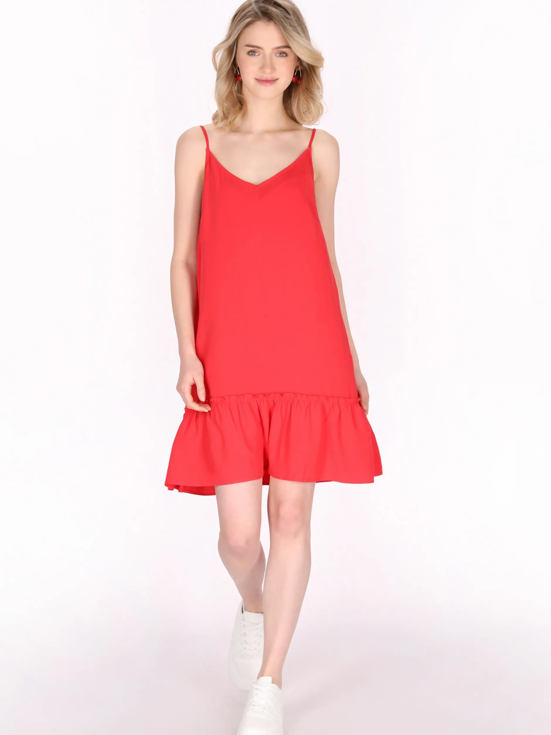 MyMo Damen Kleid in rot - Länge: mittel