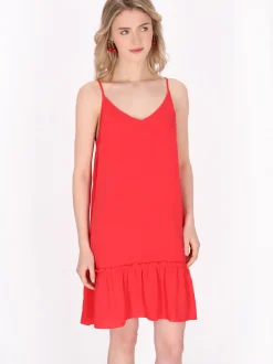 MyMo Damen Kleid in rot - Länge: mittel