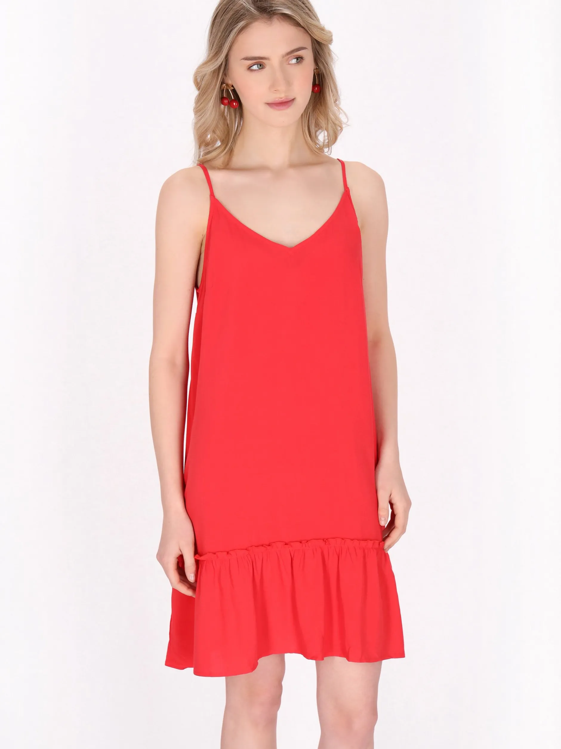 MyMo Damen Kleid in rot - Länge: mittel