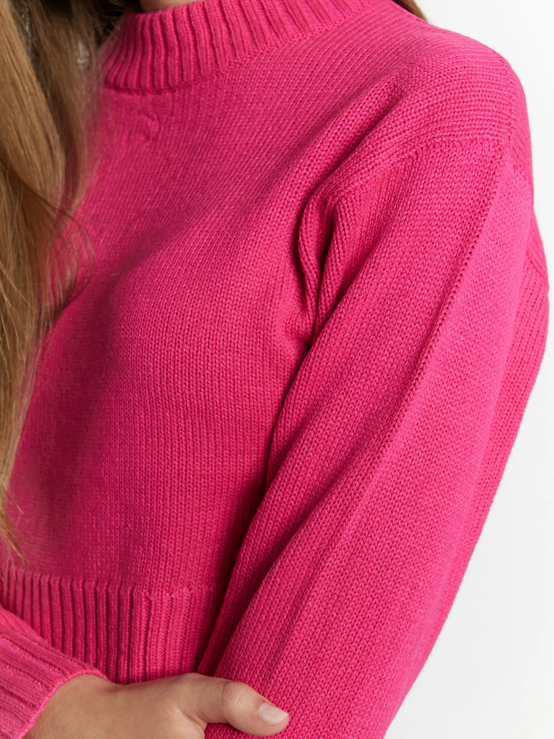MyMo Damen Kurzer Pullover in pink