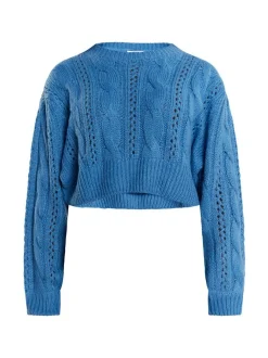 MyMo Damen Kurzer Strickpullover in hellblau