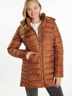 MyMo Damen leichte Steppjacke in braun