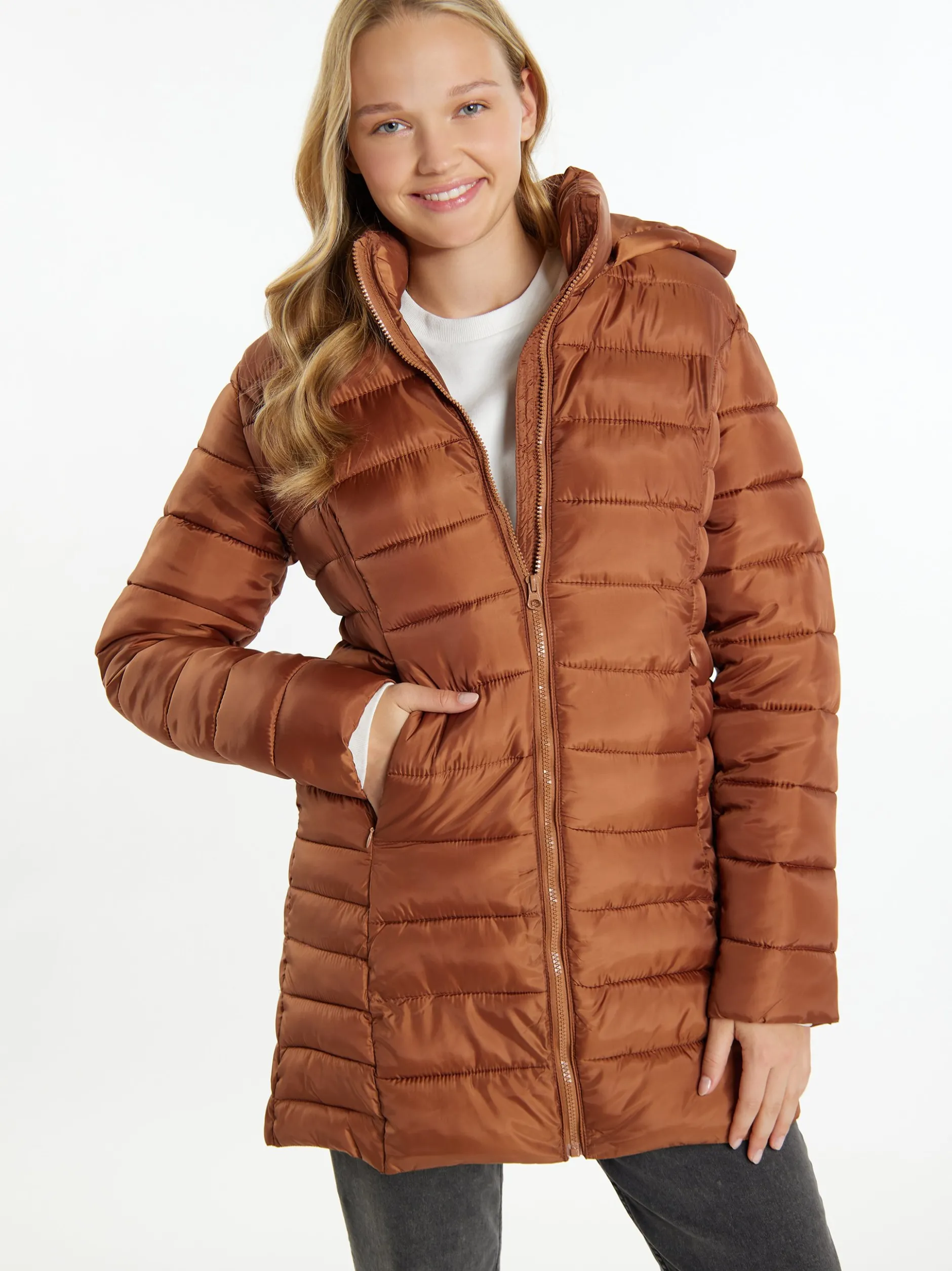 MyMo Damen leichte Steppjacke in braun