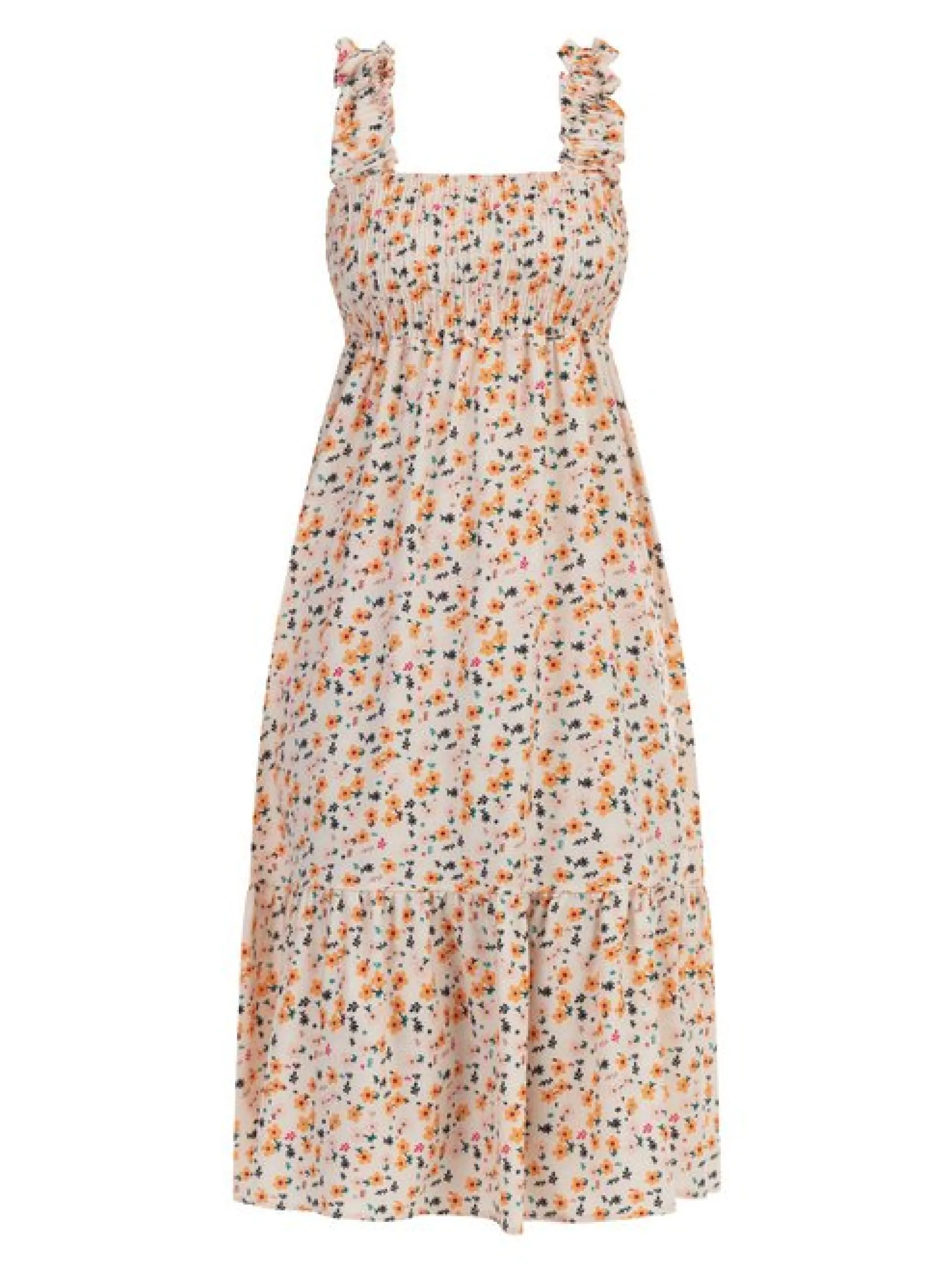 MyMo Damen Midikleid in beige mehrfarbig - Länge: mittel