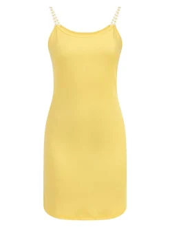 MyMo Damen Minikleid aus Rippstrick in gelb