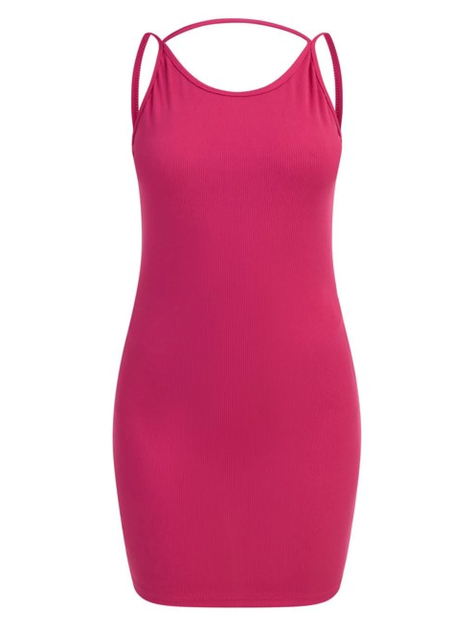 MyMo Damen Minikleid aus Rippstrick in pink