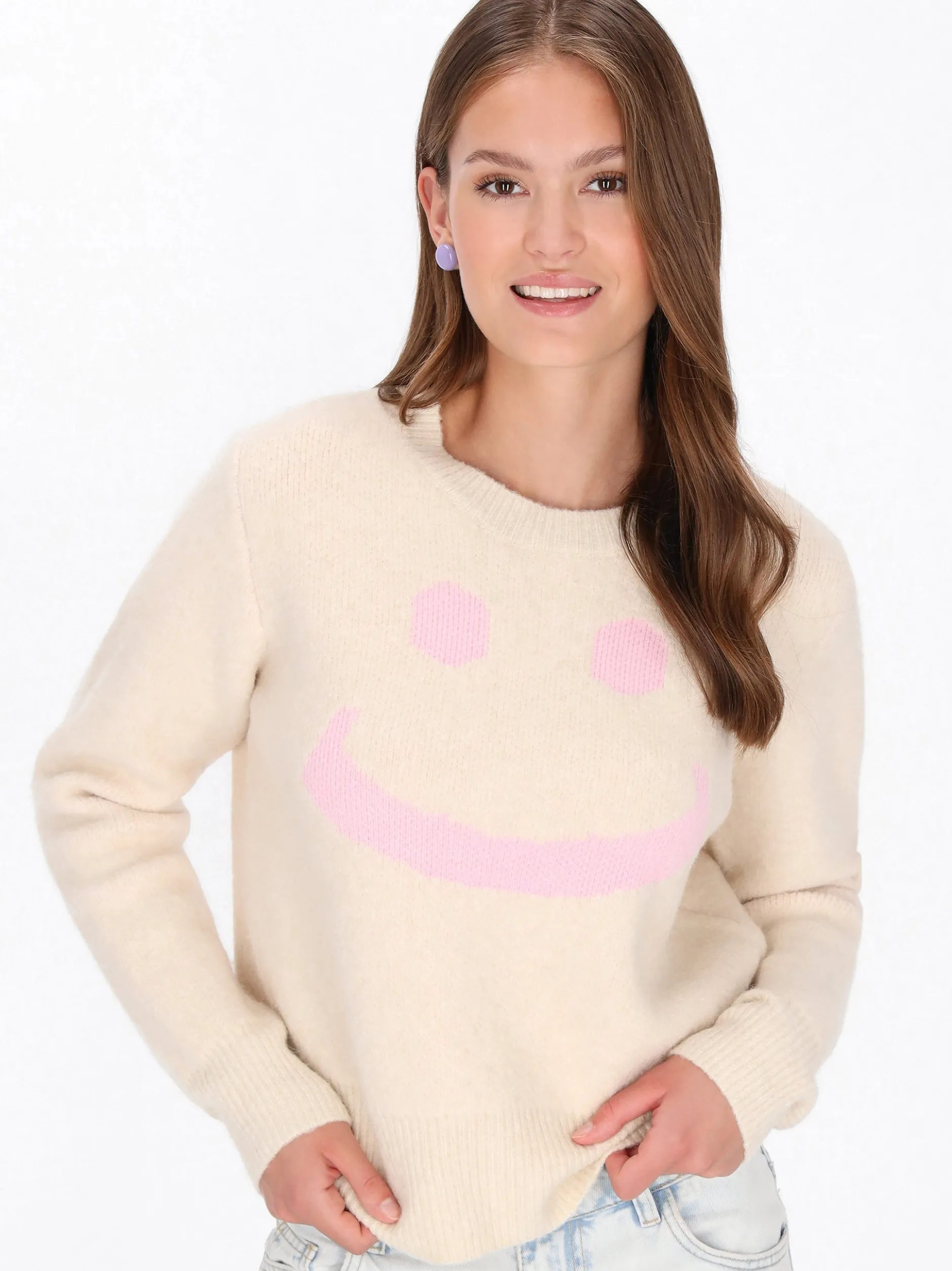 MyMo Damen Pullover in beige - Ausschnitt: Rundhals