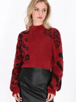 MyMo Damen Pullover in bordeaux