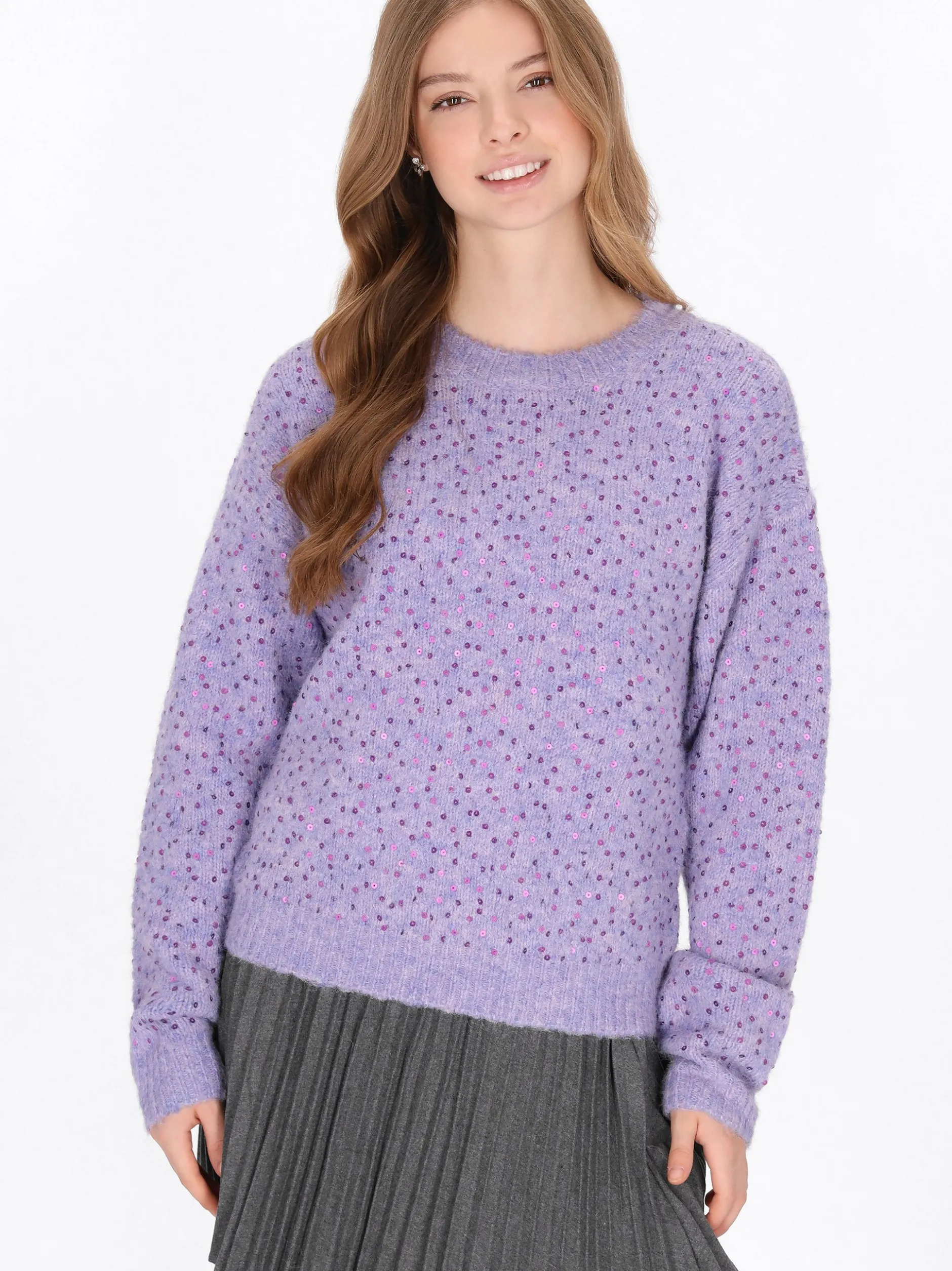 MyMo Damen Pullover in lila - Ausschnitt: Rundhals
