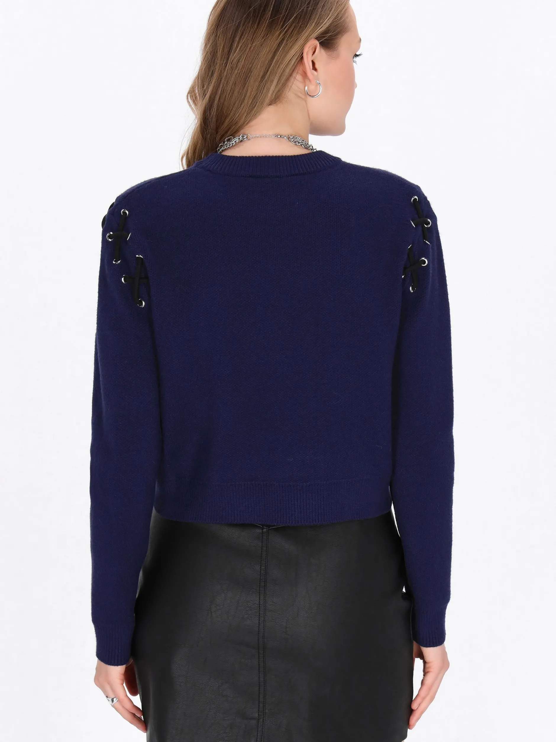 MyMo Damen Pullover in marine - Ausschnitt: Rundhals