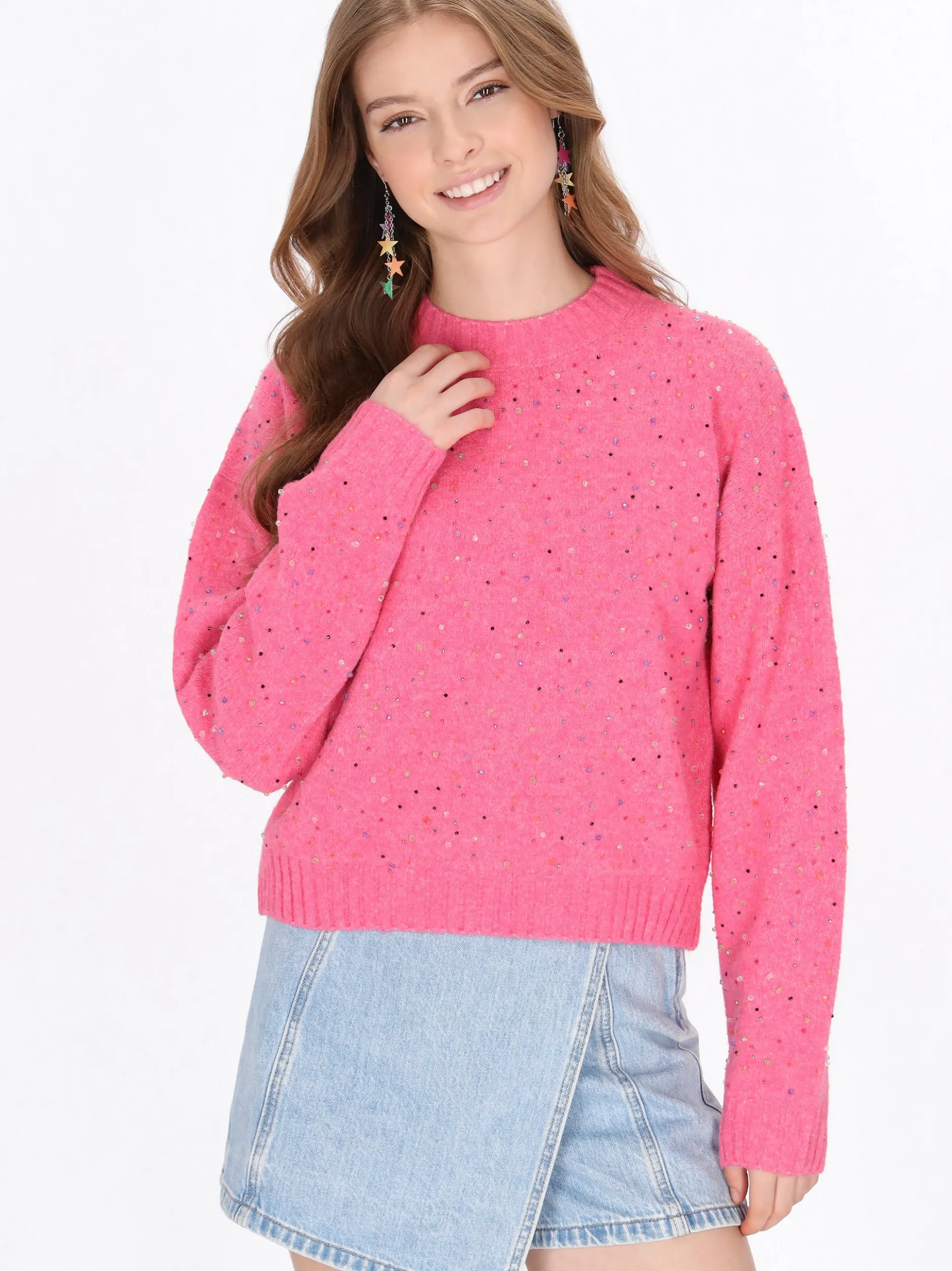 MyMo Damen Pullover in pink - Ausschnitt: Rundhals