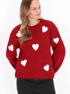 MyMo Damen Pullover in rot - Ausschnitt: Rundhals