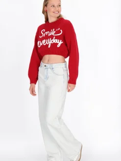 MyMo Damen Pullover in rot - Ausschnitt: Rundhals
