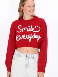 MyMo Damen Pullover in rot - Ausschnitt: Rundhals