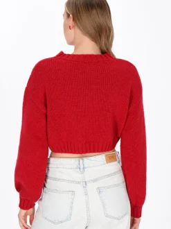 MyMo Damen Pullover in rot - Ausschnitt: Rundhals