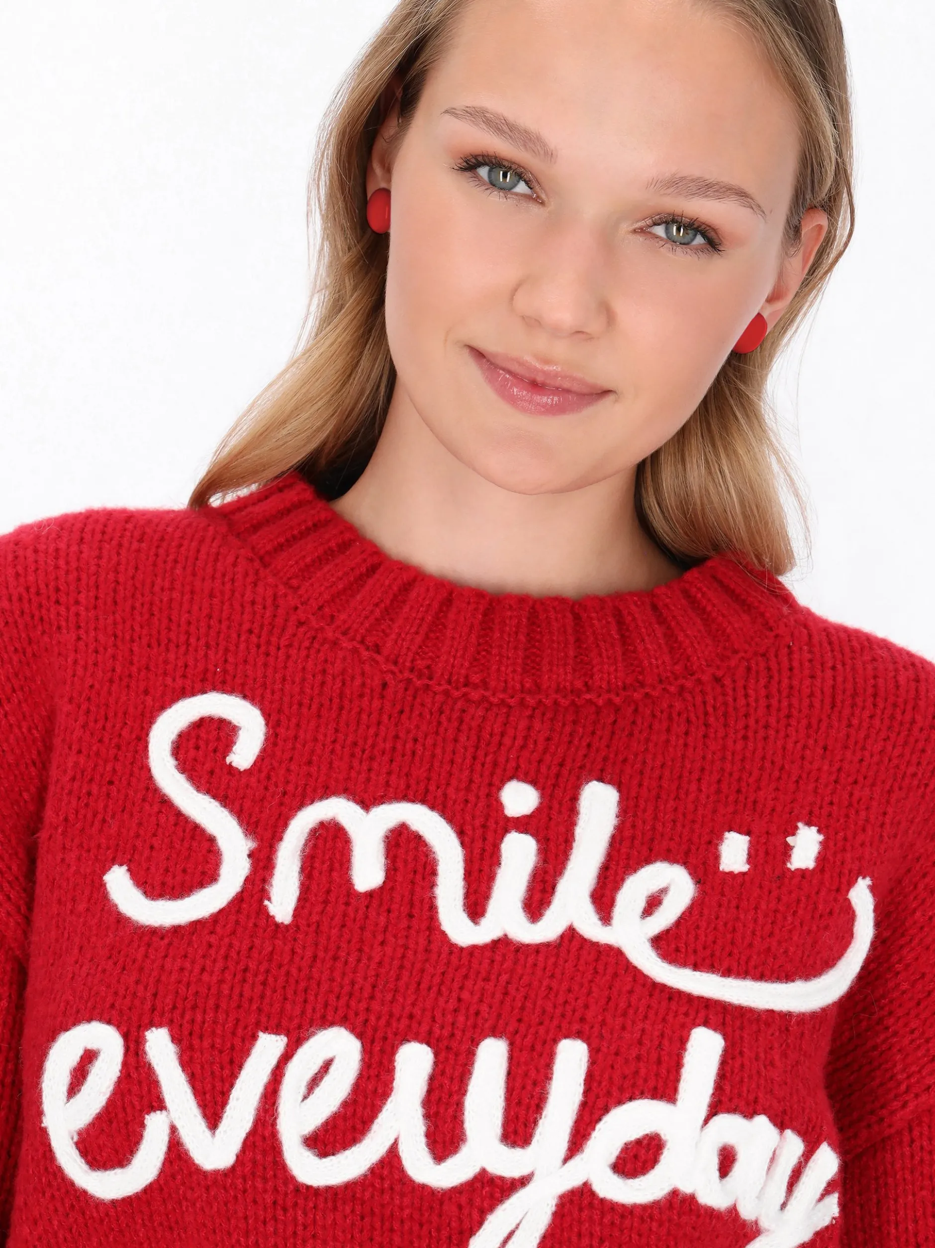 MyMo Damen Pullover in rot - Ausschnitt: Rundhals
