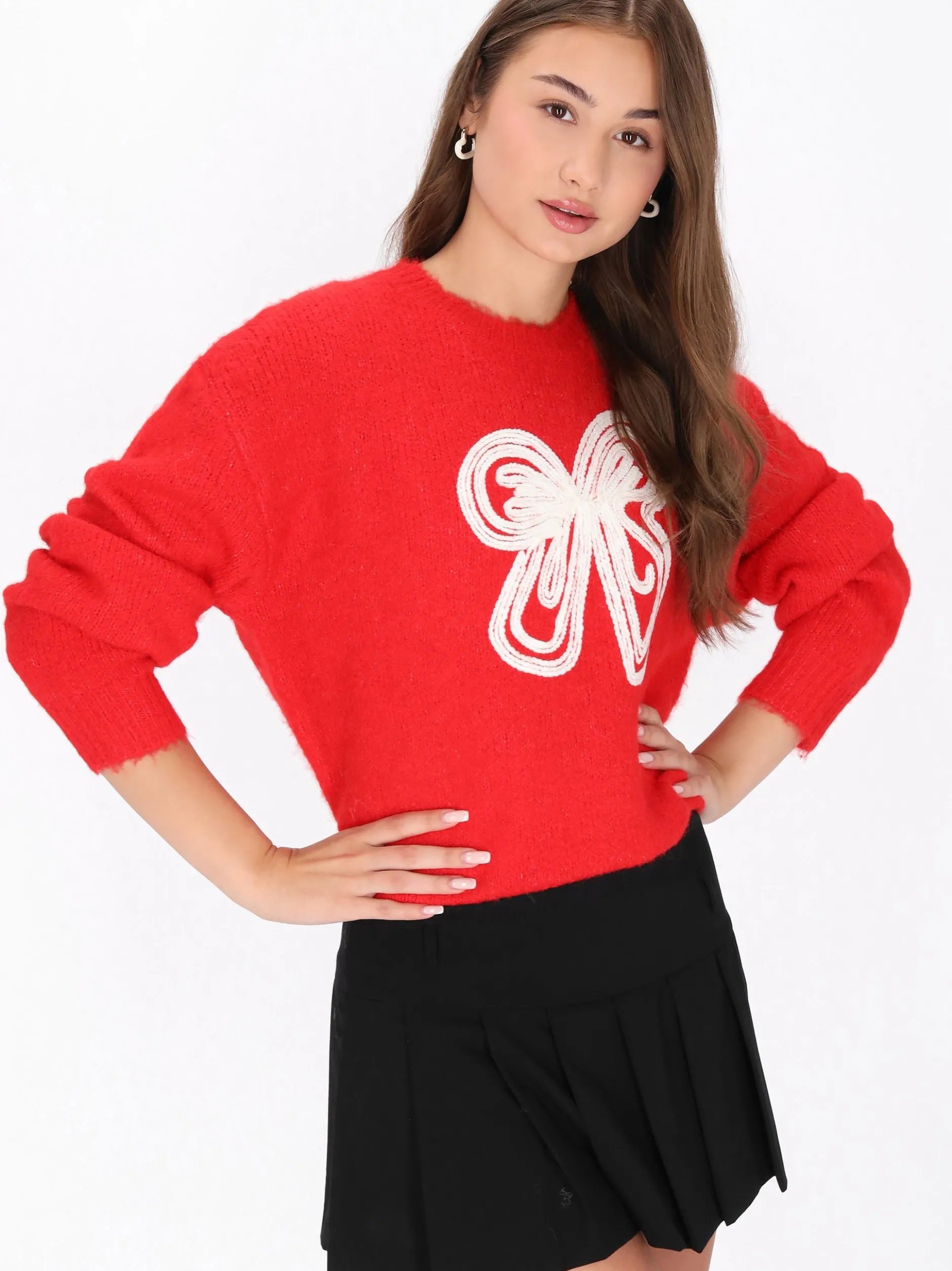 MyMo Damen Pullover in rot - Ausschnitt: Rundhals