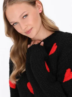 MyMo Damen Pullover in schwarz - Ausschnitt: Rundhals