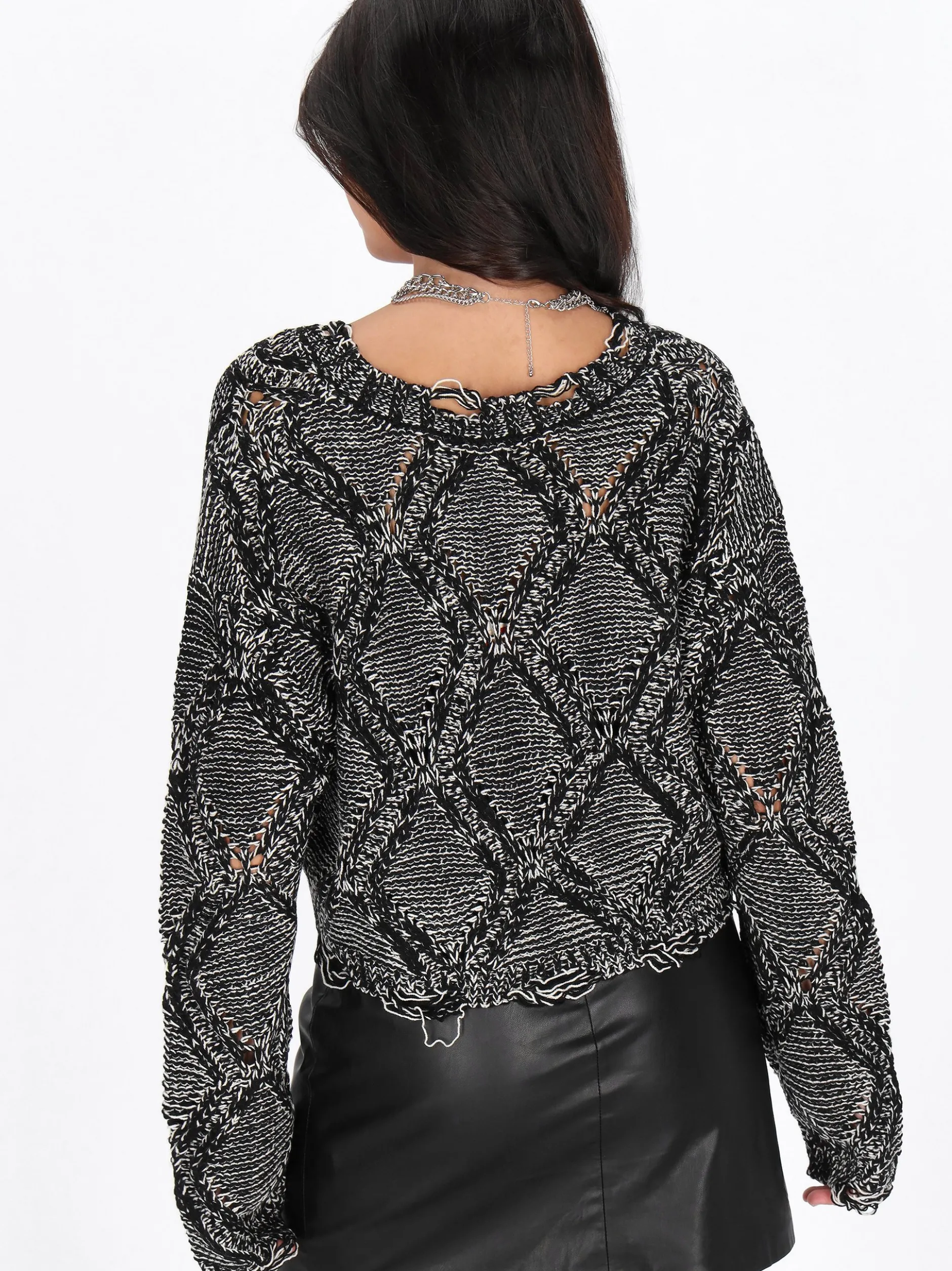 MyMo Damen Pullover in schwarz - Ausschnitt: Rundhals