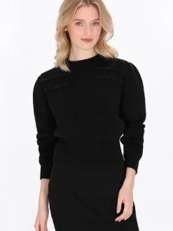 MyMo Damen Pullover in schwarz - Ausschnitt: Rundhals