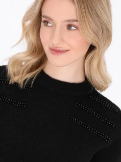 MyMo Damen Pullover in schwarz - Ausschnitt: Rundhals