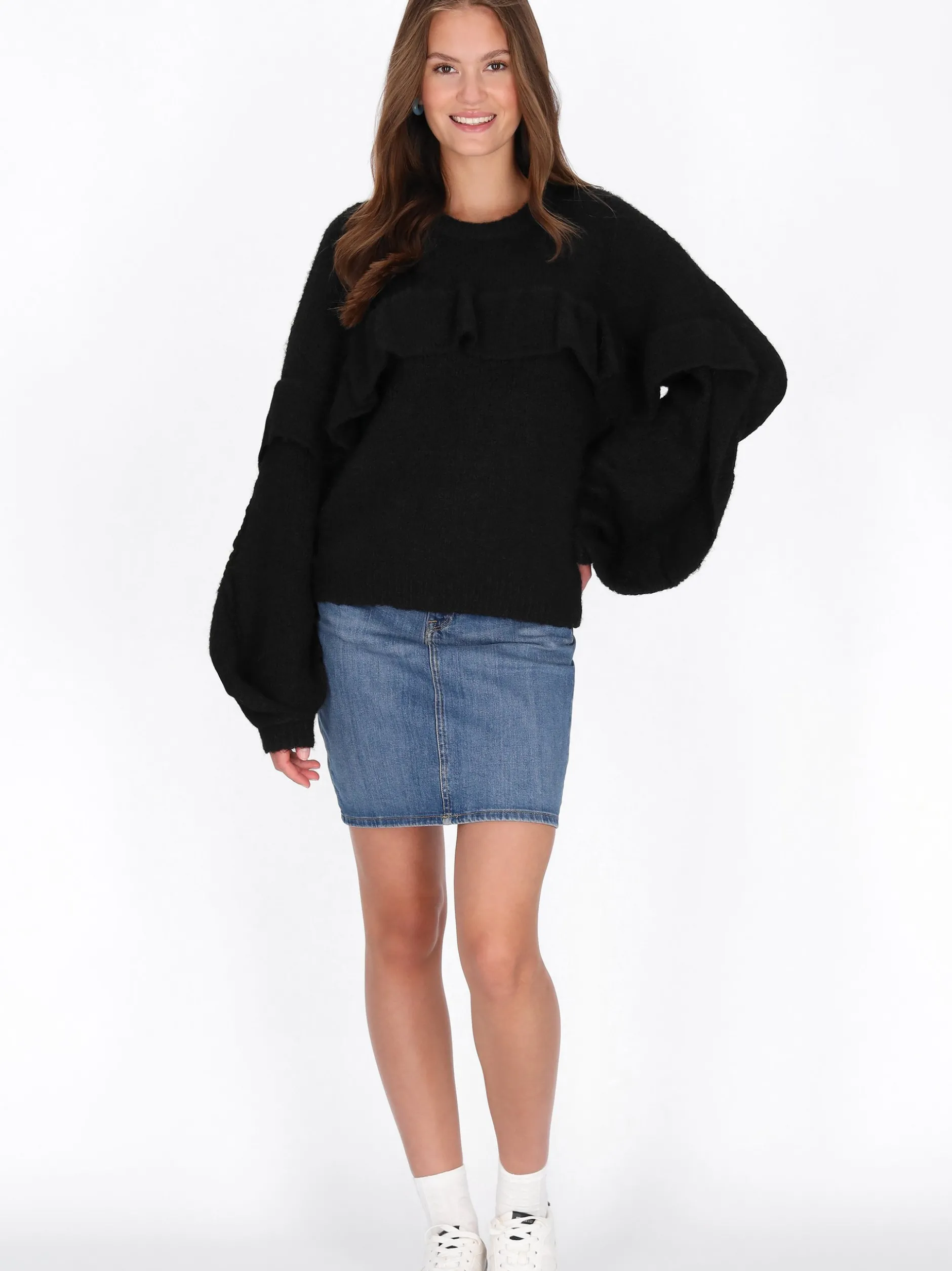 MyMo Damen Pullover in schwarz - Ausschnitt: Rundhals