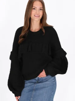 MyMo Damen Pullover in schwarz - Ausschnitt: Rundhals