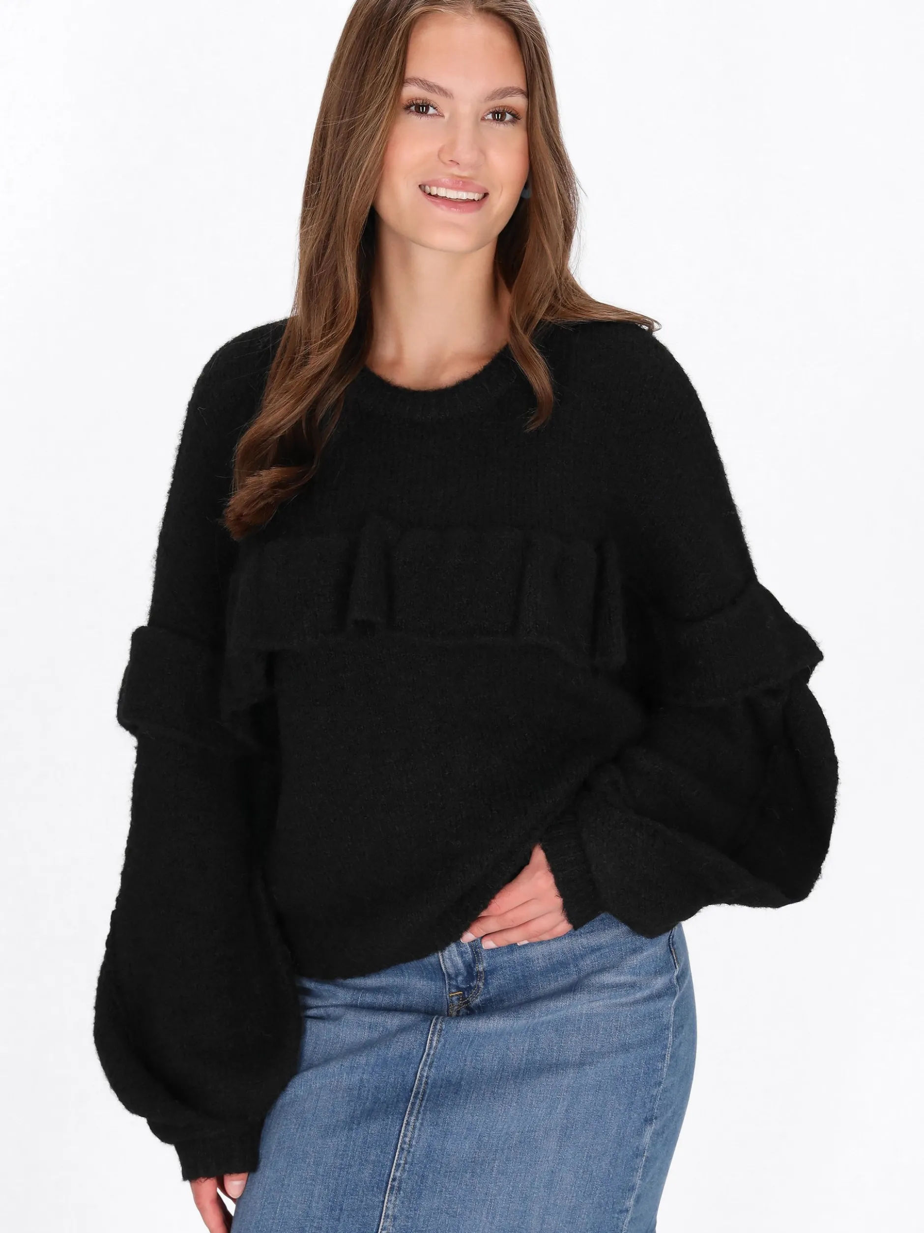 MyMo Damen Pullover in schwarz - Ausschnitt: Rundhals