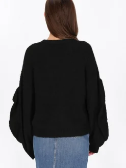 MyMo Damen Pullover in schwarz - Ausschnitt: Rundhals