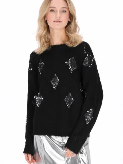 MyMo Damen Pullover in schwarz - Ausschnitt: Rundhals