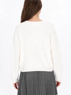 MyMo Damen Pullover in weiß - Ausschnitt: Rundhals