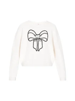 MyMo Damen Pullover in weiß - Ausschnitt: Rundhals