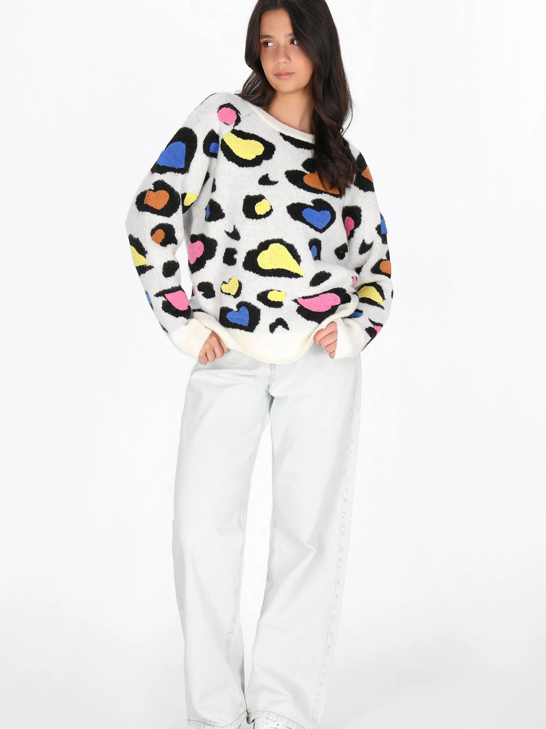MyMo Damen Pullover in weiß - Ausschnitt: Rundhals