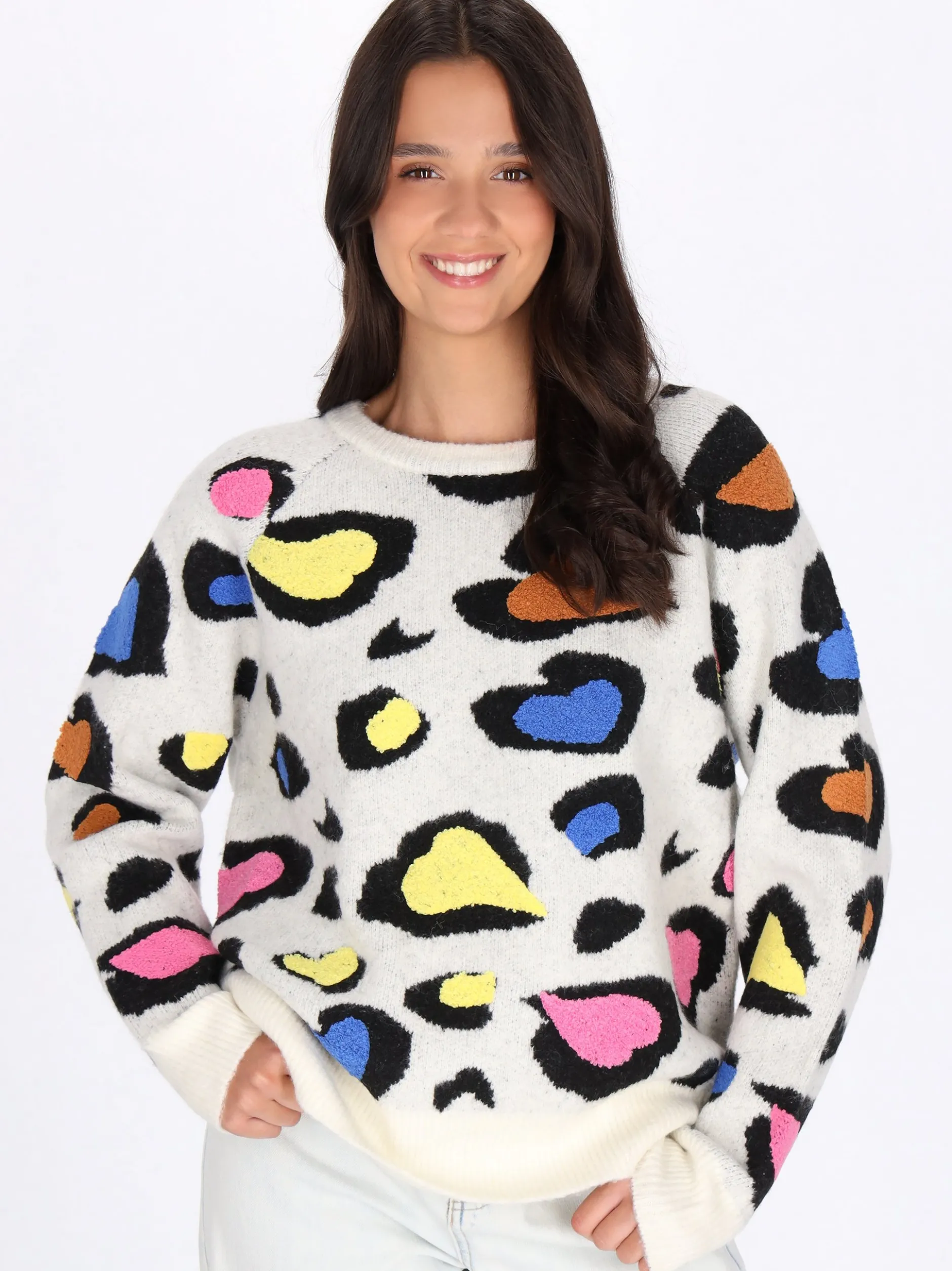MyMo Damen Pullover in weiß - Ausschnitt: Rundhals