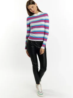 MyMo Damen Rippstrickpullover in mehrfarbig