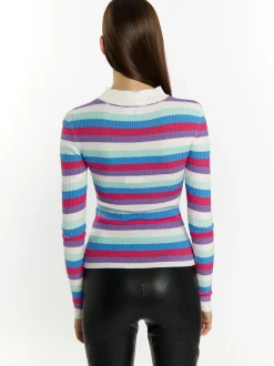 MyMo Damen Rippstrickpullover in mehrfarbig