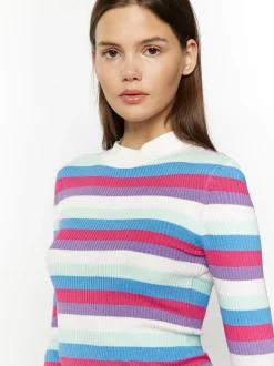 MyMo Damen Rippstrickpullover in mehrfarbig