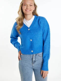 MyMo Damen Strickcardigan in hellblau