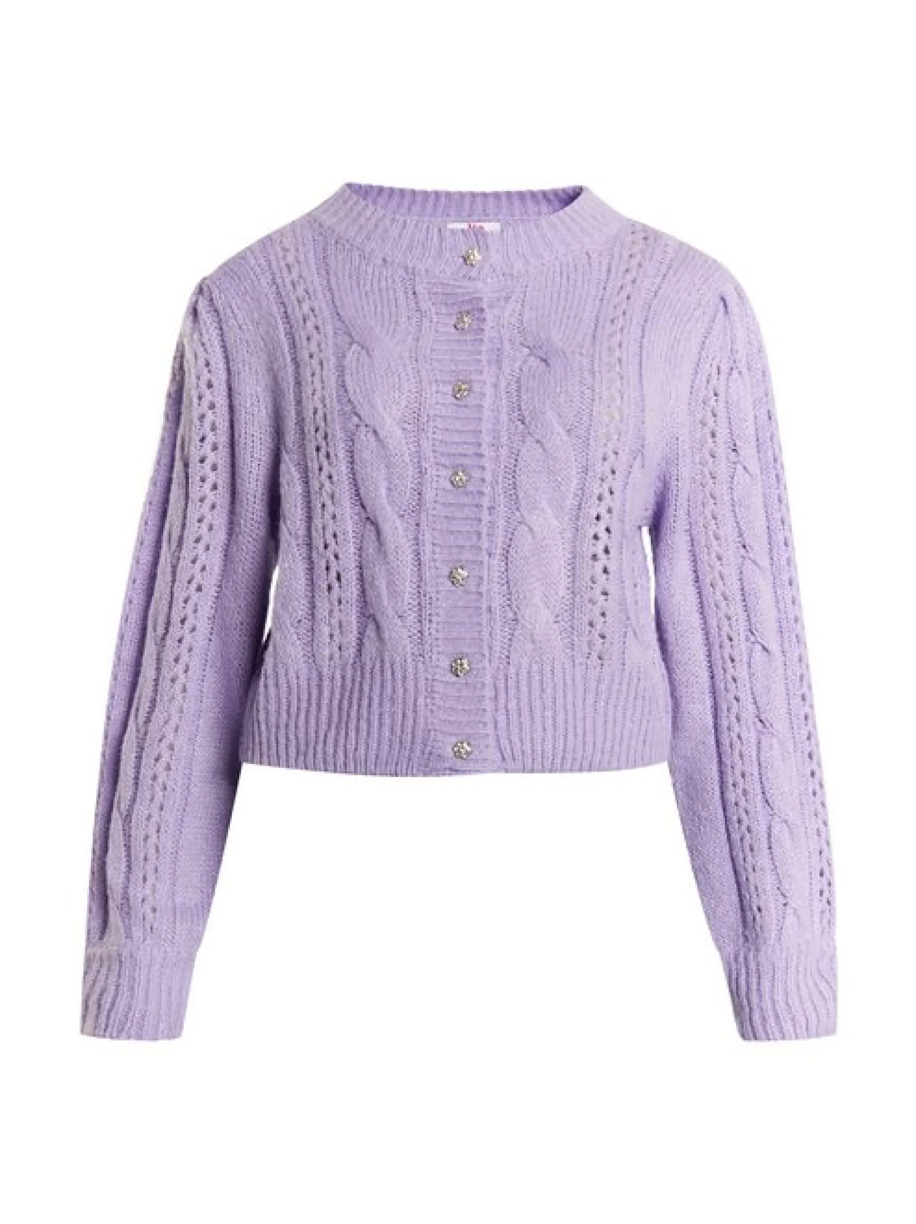 MyMo Damen Strickcardigan in lila - Ausschnitt: Rundhals