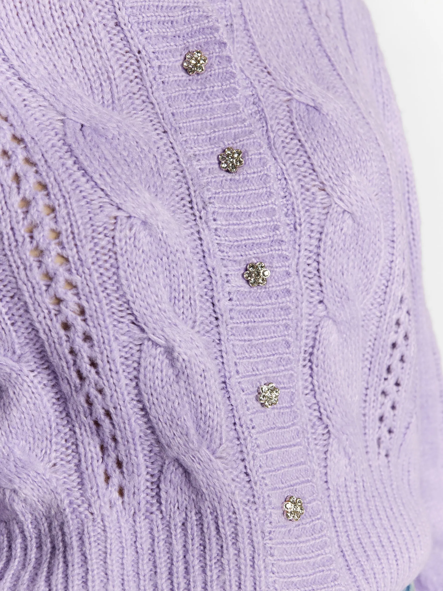 MyMo Damen Strickcardigan in lila - Ausschnitt: Rundhals