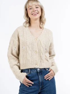 MyMo Damen Strickjacke in beige
