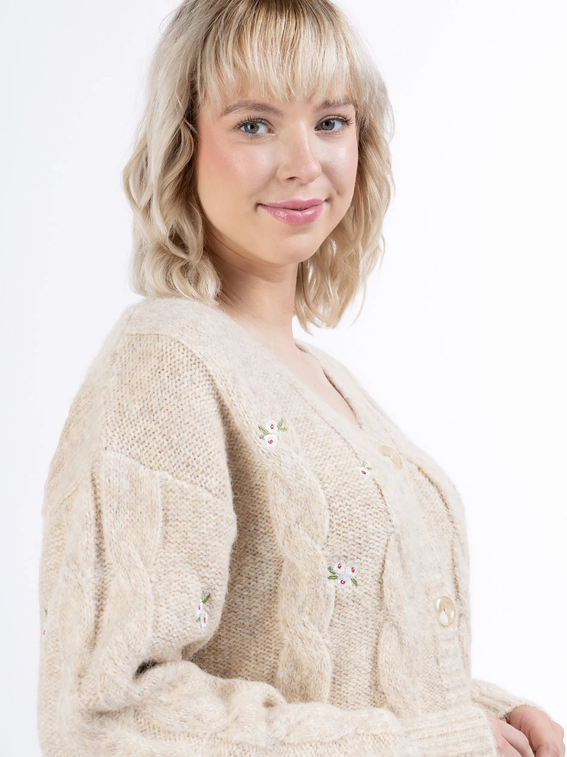 MyMo Damen Strickjacke in beige