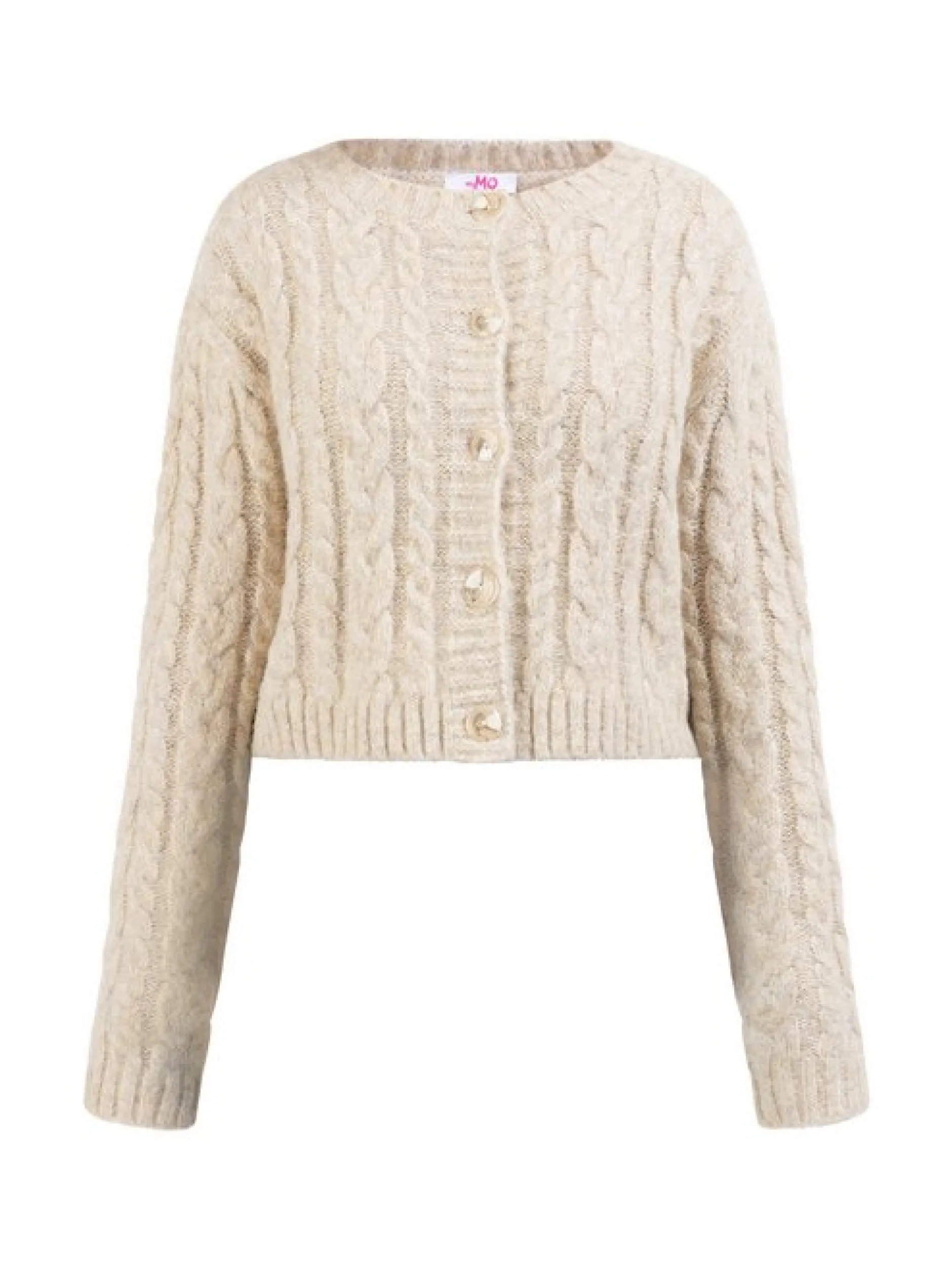 MyMo Damen Strickjacke in beige - Ausschnitt: Rundhals