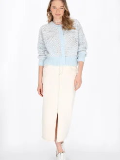 MyMo Damen Strickjacke in blau - Ausschnitt: Rundhals