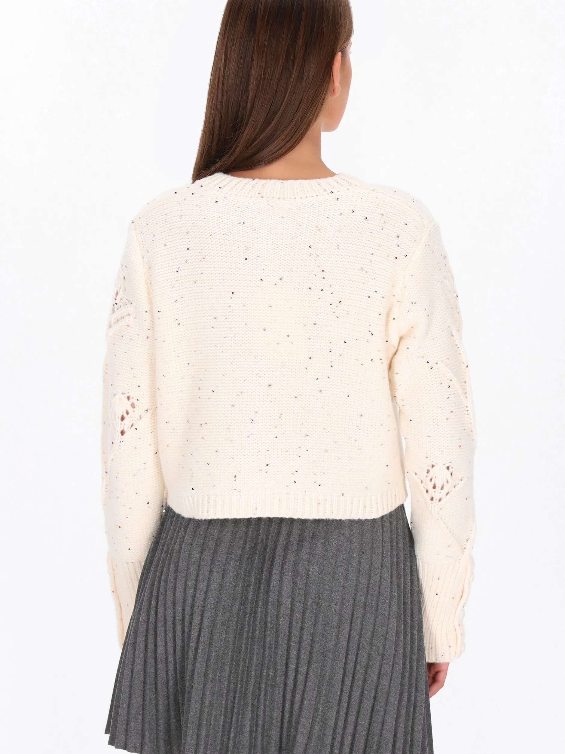 MyMo Damen Strickjacke in ecru - Ausschnitt: Rundhals