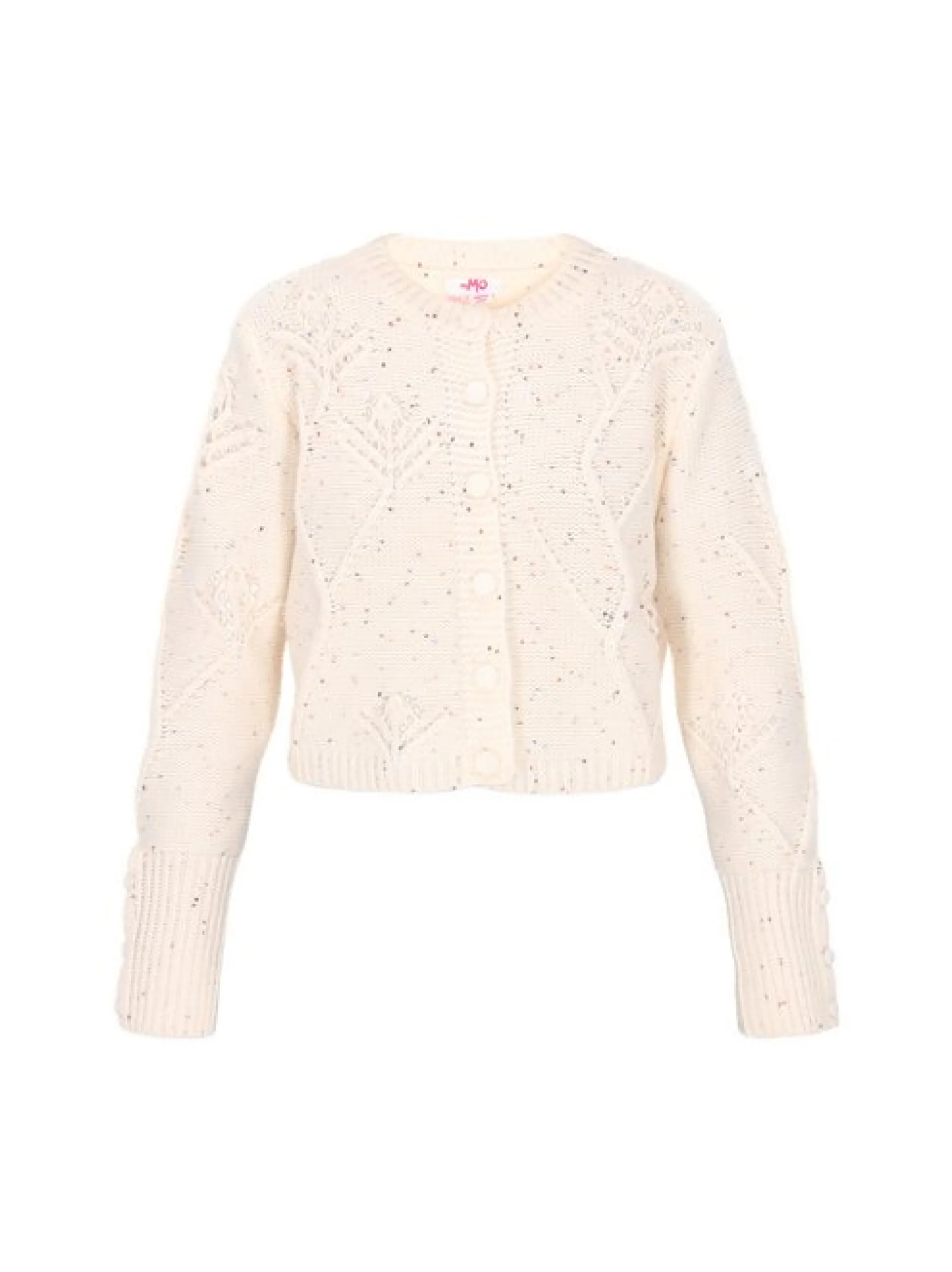 MyMo Damen Strickjacke in ecru - Ausschnitt: Rundhals