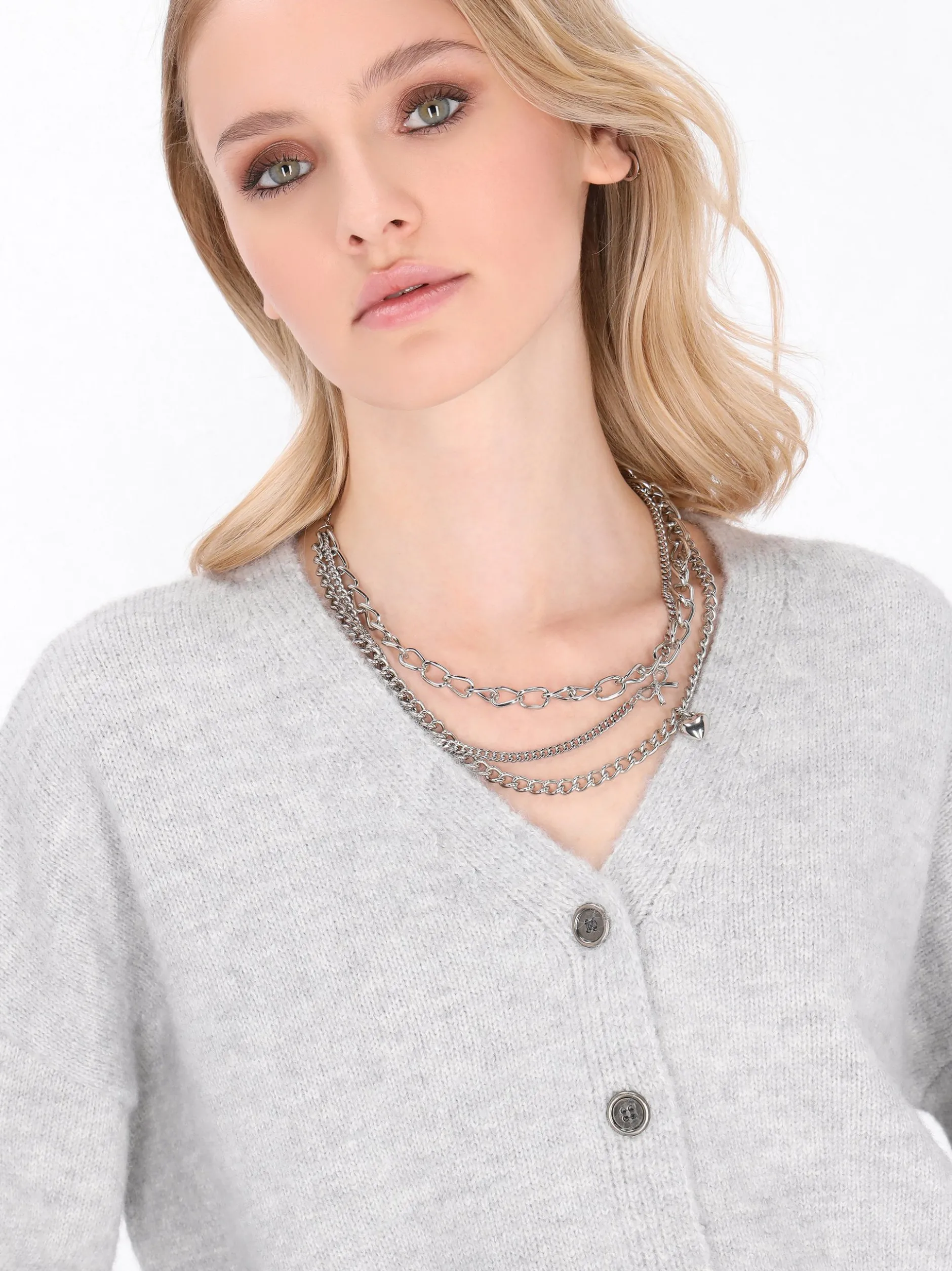 MyMo Damen Strickjacke in grau