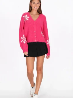 MyMo Damen Strickjacke in pink