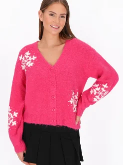 MyMo Damen Strickjacke in pink